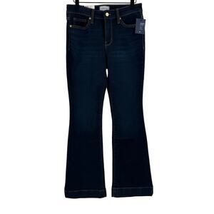 Crown & Ivy Jeans SZ 4 Jaden Wash High Rise Flare Gold Hem Denim NWT Cotton